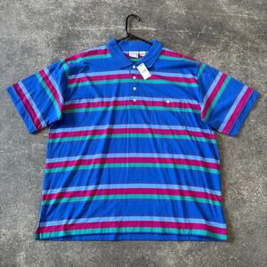 New Vintage Windridge Polo Shirt Mens 2XL XXL Blue Red Striped Minimalist 90s
